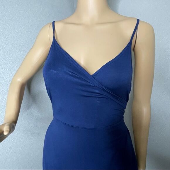 Gap Wrap Dress Spaghetti Strap Blue Maxi Size Medium Petite - Picture 2 of 8